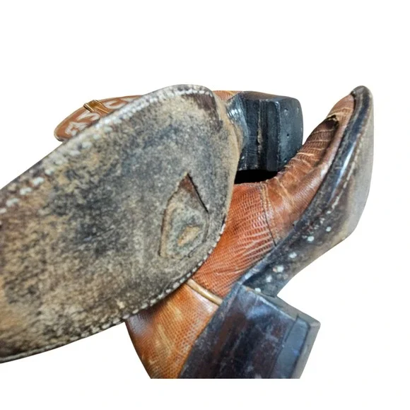 Tony Lama Lizard Exotic Teju Leather Western Boots Men's 5.5 B Cowboy J 4124 - Picture 11 of 12